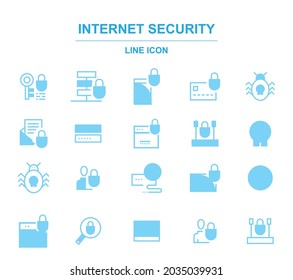 Computer security line icons set. Modern outline elements, graphic design concepts, simple symbols collection. Vector line icons