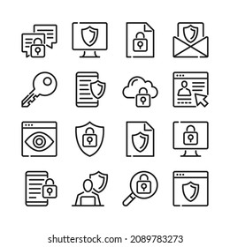 Computer security line icons set. Modern thin line design. Outline symbols collection. Vector line icons