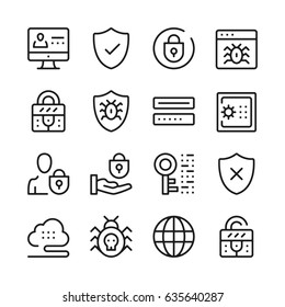 Computer security line icons set. Modern graphic design concepts, simple outline elements collection. Vector line icons