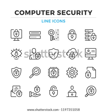 Computer security line icons set. Modern outline elements, graphic design concepts, simple symbols collection. Vector line icons