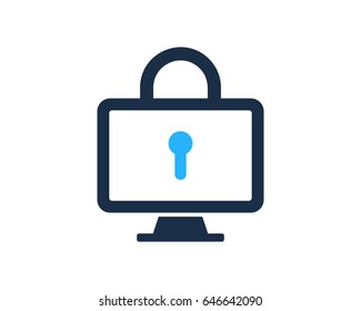 Computer Security Lock Icon Logo Design Element