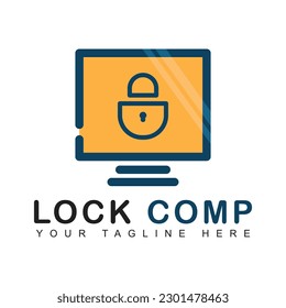 Computer security lock icon vector design. Computer security logo sign.