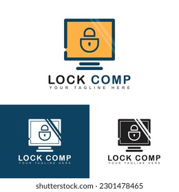 Computer security lock icon vector design. Computer security logo sign.