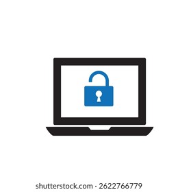 Ilustración de icono de logotipo de seguridad informática plana
