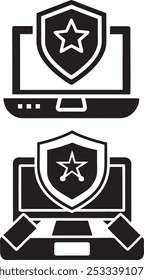 conjunto de iconos militares de seguridad informática