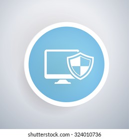 
Computer security on blue button,clean vector