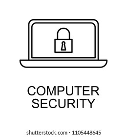 computer security outline icon. Element of data protection icon with name for mobile concept and web apps. Thin line computer security icon can be used for web and mobile on white background