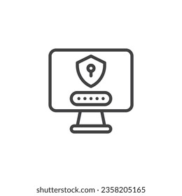 Computer security password line icon. linear style sign for mobile concept and web design. Cyber security outline vector icon. Symbol, logo illustration. Vector graphics