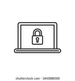 Seguridad del equipo, proteja los conceptos de su laptop. Icono negro vector.
