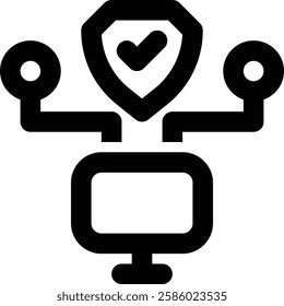 Computer Security, Secure Computer Outline Icon