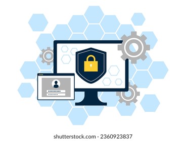 Computer Security Settings. Computer privacy management. Vector illustrations. 