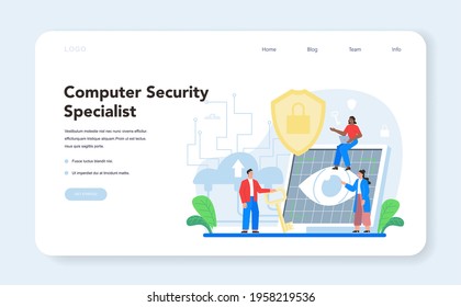 Computer security specialist web banner or landing page. Idea of digital