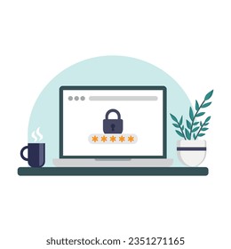 Computer security vector illustration. Account on isolated background. Password sign concept.