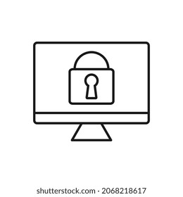 Computer security vector illustration, flat design sign