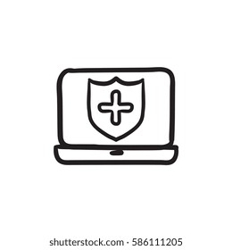 Computer security vector sketch icon isolated on background. Hand drawn Computer security icon. Computer security sketch icon for infographic, website or app.