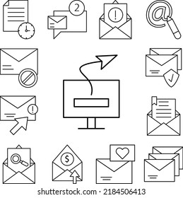 Computer, send, message icon in a collection with other items