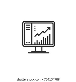 Computer SEO Chart Graph Vector Line Icon