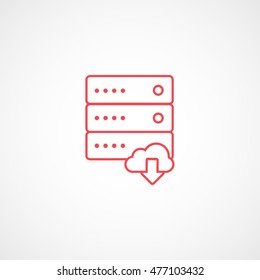 Computer Server Cloud Upload Red Line Icon On White Background