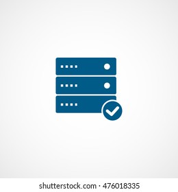 Computer Server Done Add Blue Flat Icon On White Background