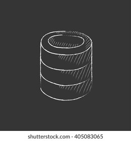 Computer server. Drawn in chalk icon.