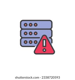 Computer server failure filled outline icon, line vector sign, linear colorful pictogram isolated on white. Symbol, logo illustration. Vector graphics