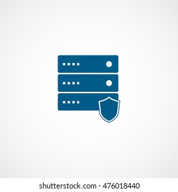 Computer Server Firewall Shield Blue Flat Icon On White Background
