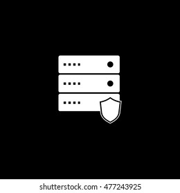 Computer Server Firewall Shield Flat Icon On Black Background