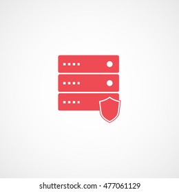 Computer Server Firewall Shield Red Flat Icon On White Background