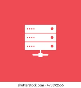 Computer Server Flat Icon On Red Background