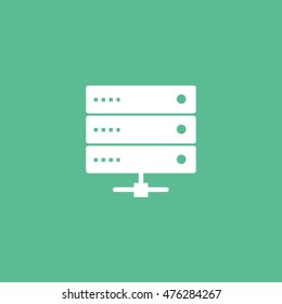 Computer Server Flat Icon On Green Background