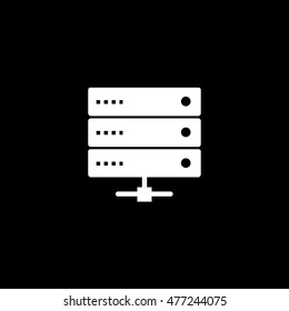 Computer Server Flat Icon On Black Background