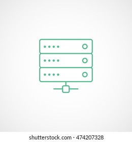 Computer Server Green Line Icon On White Background