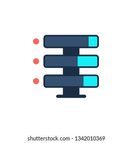 Computer Server icon. Data Storage with files flat Icon. Database sign isolated Illustration on white background.