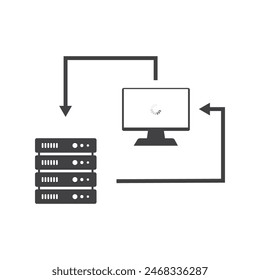 Computer server icon flat design