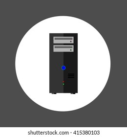 Computer server icon, Flat design Vector illustrator