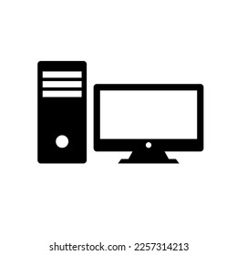 Computer and server icon. Internet and Web. Vector.