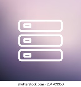 Computer server icon thin line for web and mobile, modern minimalistic flat design. Vector white icon on gradient mesh background.