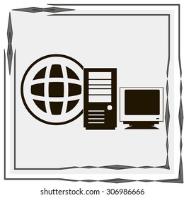 Computer Server icon, vector illustration