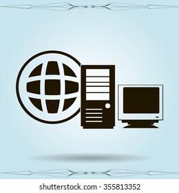 Computer Server icon, vector illustration