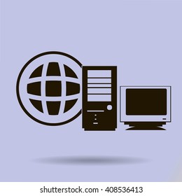 Computer Server icon, vector illustration