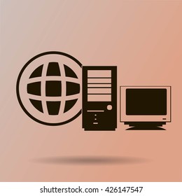 Computer Server icon, vector illustration