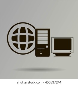 Computer Server icon, vector illustration