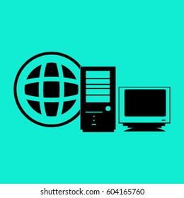 Computer Server icon, vector illustration