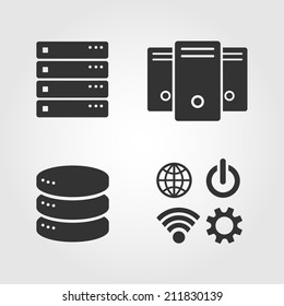 Computer Server icons set, flat design