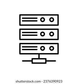 Computer server line icon, linear style flat illustration on white background..eps