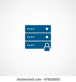 Computer Server Lock Blue Flat Icon On White Background