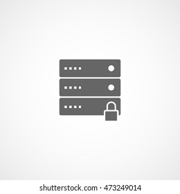 Computer Server Lock Flat Icon On White Background