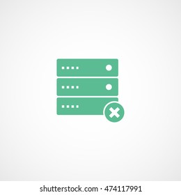 Computer Server Offline Delete Remove Green Flat Icon On White Background