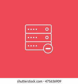 Computer Server Offline Delete Remove  Flat Icon On Red Background