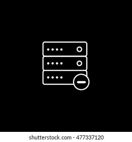 Computer Server Offline Delete Remove Line Icon On Black Background